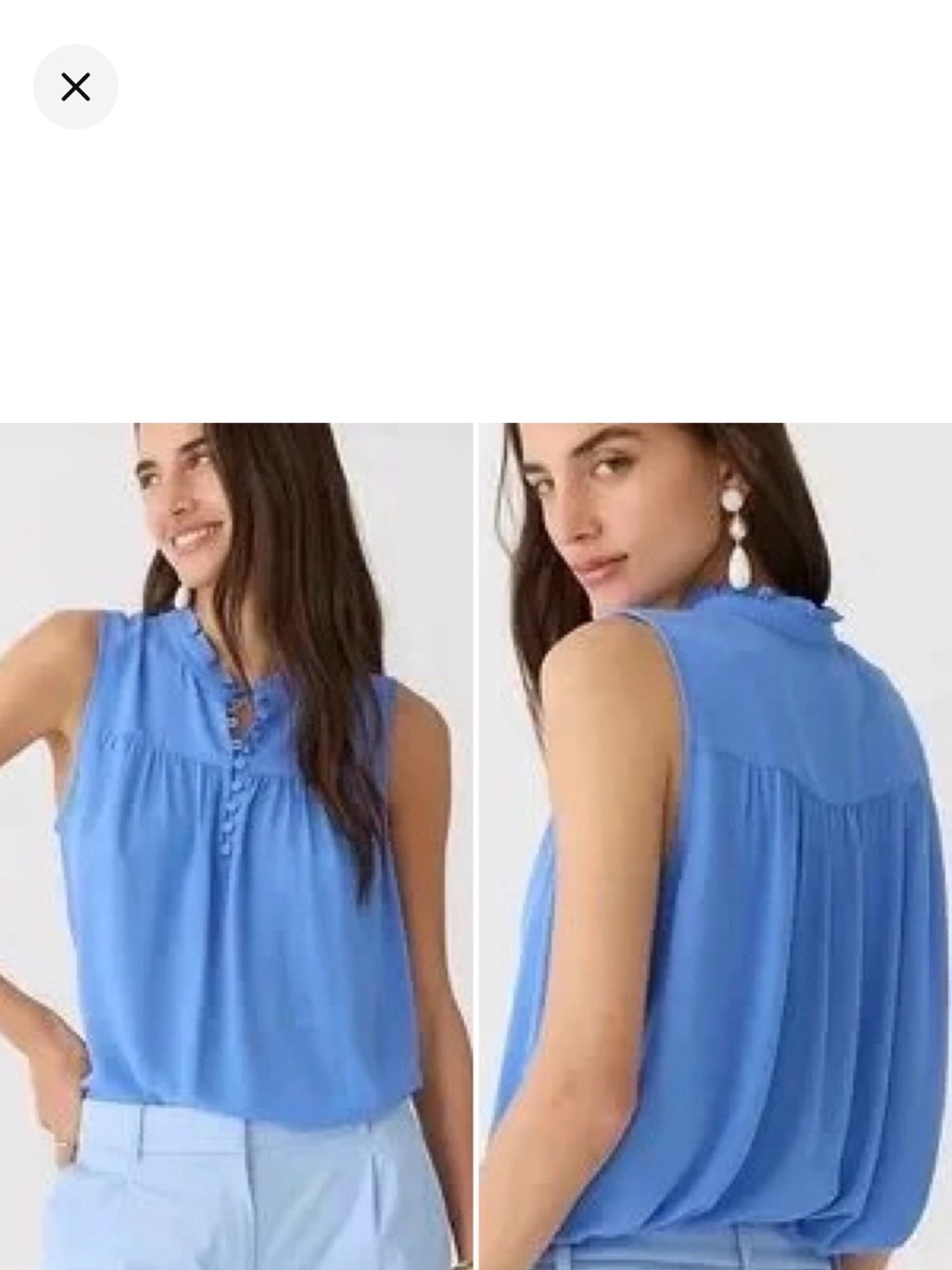 J.Crew Sleeveless Button-front Ruffleneck Popover | X-Large
